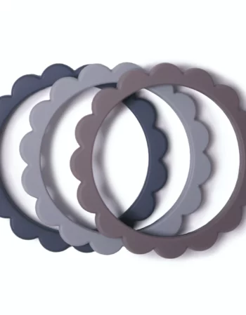 Bracelet de dentition - fleur bleu (3 pièces)