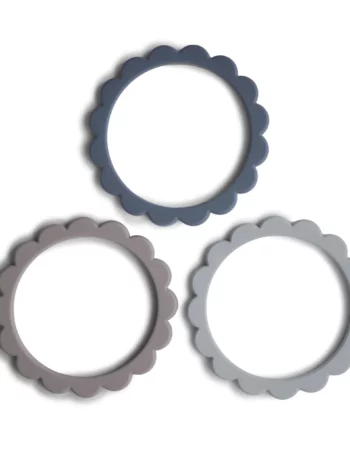 Bracelet de dentition - fleur bleu (3 pièces)