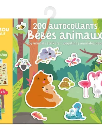 200 autocollants - bébés animaux