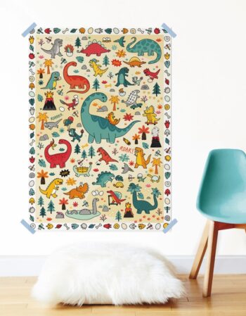 Poster créatif + 150 stickers - dinosaures